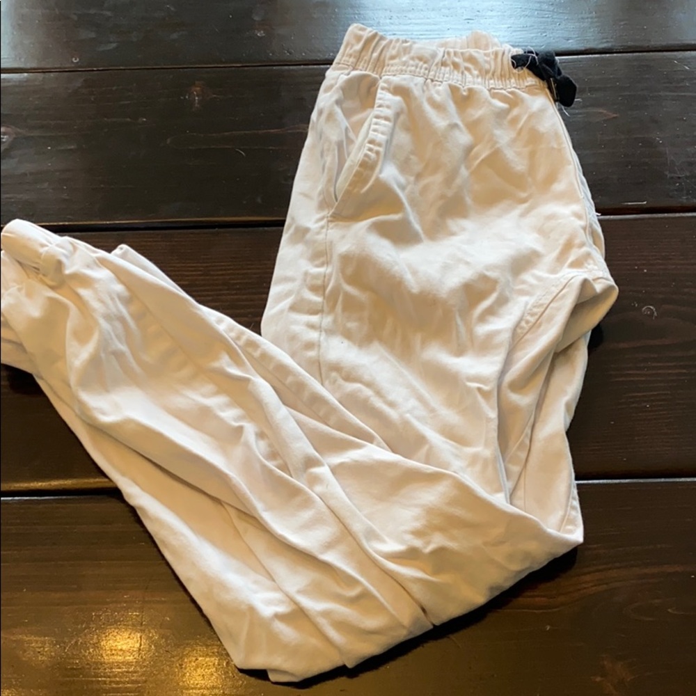 White khaki joggers